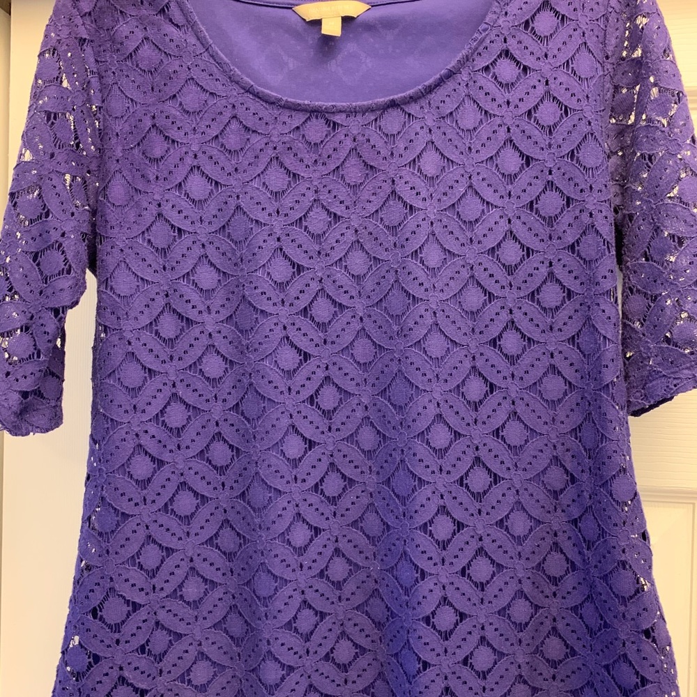 Lace overlay short sleeve shirt